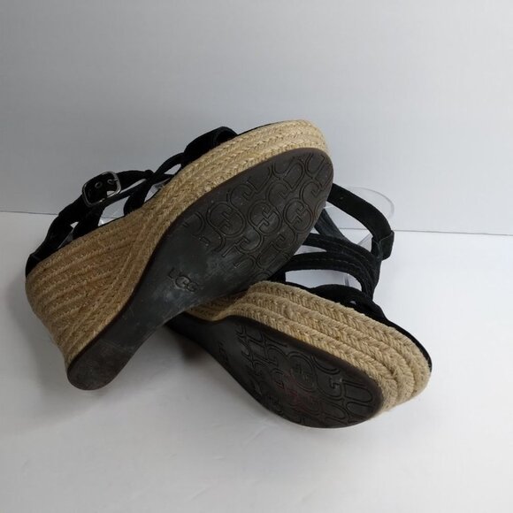 UGG LAURI 1000403 Black Suede Wedges Platform size 9 - Picture 12 of 14